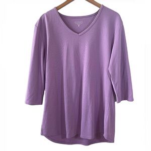 Seg’Ments Tencel Blend 3/4 Sleeve V Neck Blouse/ Tee/ XL